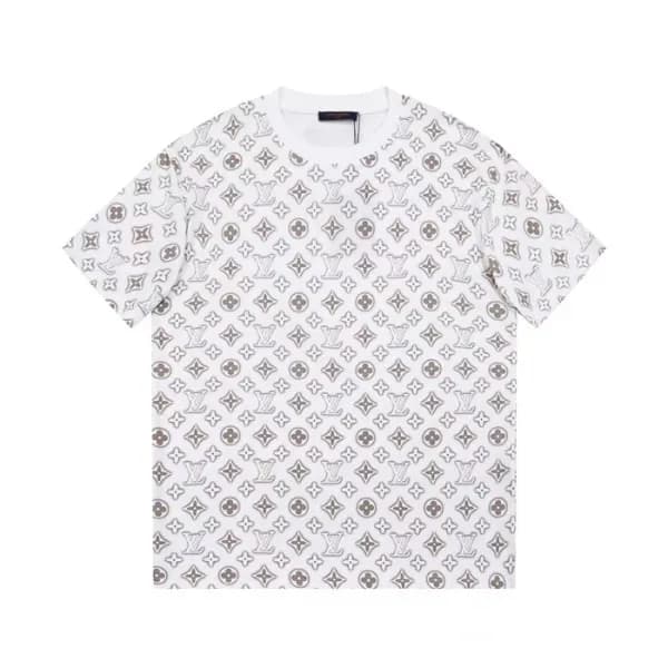 루이비통 남성 화이트 크루넥 반팔티 - Louis vuitton Mens White Sho… - 1