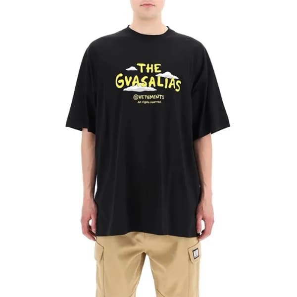베트멍 남/녀 트렌디 블랙 반팔티 - Vetements Unisex Black Tshirt… - 1