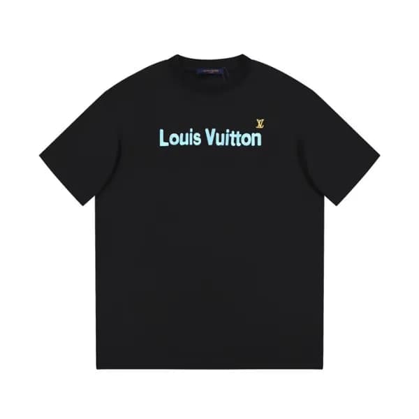 루이비통 남성 블랙 크루넥 반팔티 - Louis vuitton Mens Black Shor… - 1
