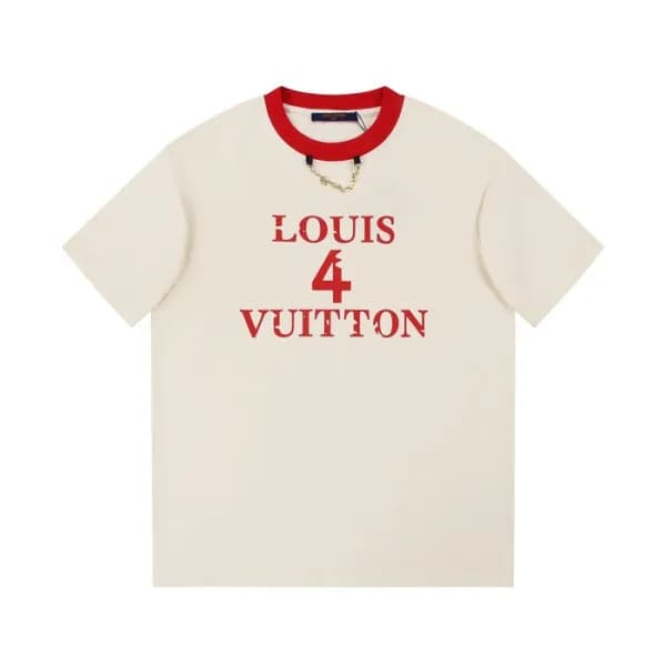 루이비통 남성 아이보리 크루넥 반팔티 - Louis vuitton Mens Ivory Sh… - 1