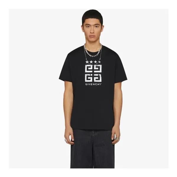 지방시 남성 크루넥 블랙 반팔티 - Givenchy Mens Black Short Slee… - 1