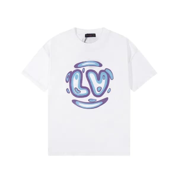 루이비통 남성 크루넥 화이트 반팔티 - Louis vuitton Mens White Sho… - 1