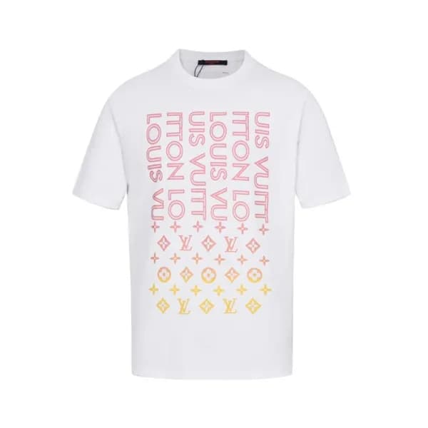 루이비통 남성 크루넥 화이트 반팔티 - Louis vuitton Mens White Sho… - 1
