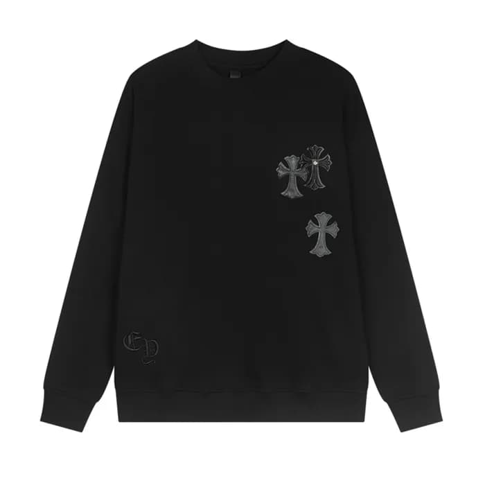 크롬하츠 남성 블랙 맨투맨 - Chrome Hearts Mens Black Tshirts … - 1