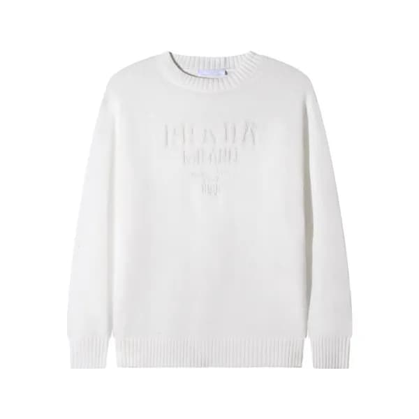 프라다 남성 크루넥 화이트 스웨터 - Prada Mens White Sweaters - p… - 1