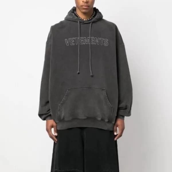 베트멍 남성 그레이 후드티 - Vetements Mens Gray Hoodie - ve37… - 1