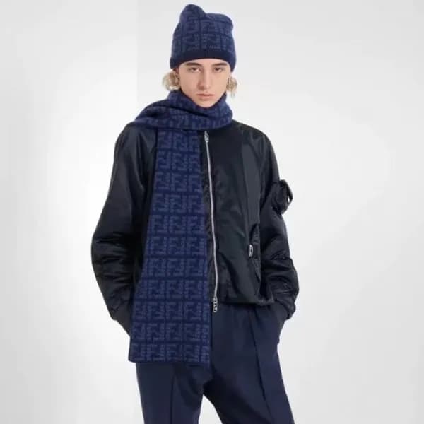펜디 남성 블루 머플러 - Fendi Mens Blue Muffler - fe550x - 1