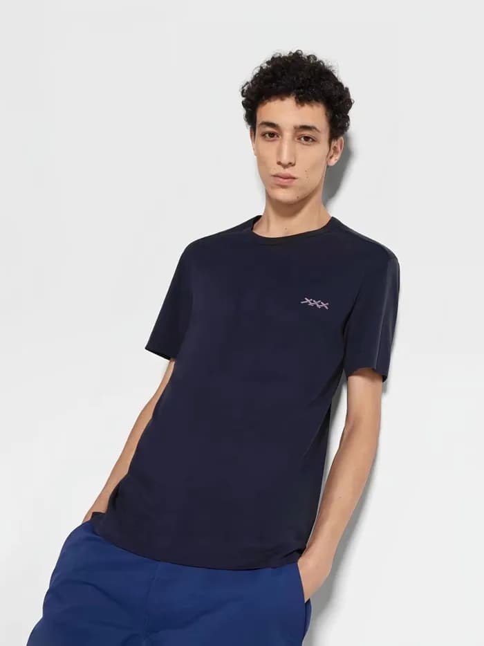 제냐 남성 네이비 반팔 티셔츠 - Zegna Mens Navy Tshirts - zec04… - 1