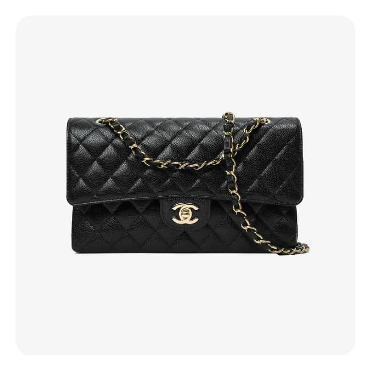 샤넬 클래식 캐비어 미디움 블랙 골드/실버 - Chanel Classic Caviar M… - 1