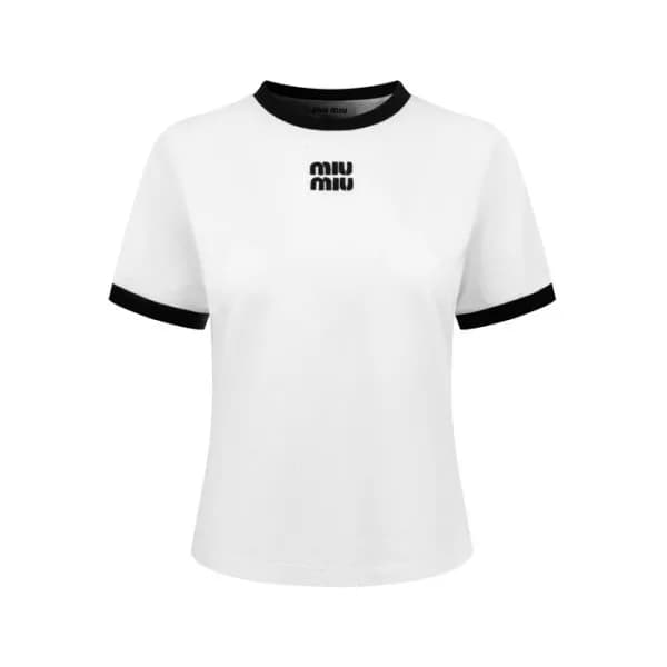 미우미우 여성 라운드 티셔츠 - Miumiu Womens Round Tshirt - mic… - 1