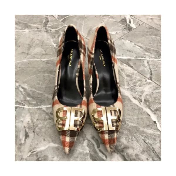 Balenciaga 2019 Womens BB Metal Logo Velet Pumps -… - 1