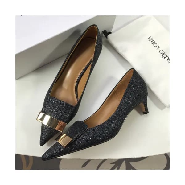Sergio Rossi 2019 Ladies Gliiter Middle-heel Leat… - 1