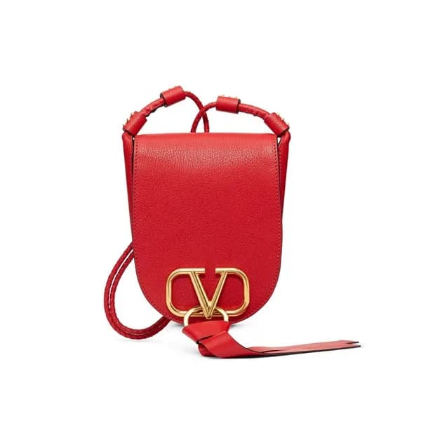 Valentino 2019 Garavani V-ring Leather Mini Shoudl… - 1
