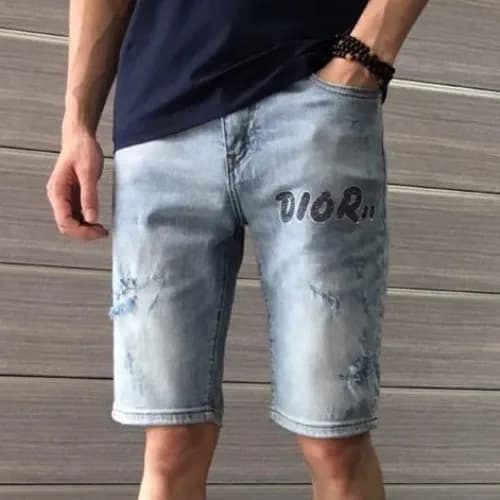 Dior 2019 Mens Initial Logo Casual Denim Half Pant… - 1