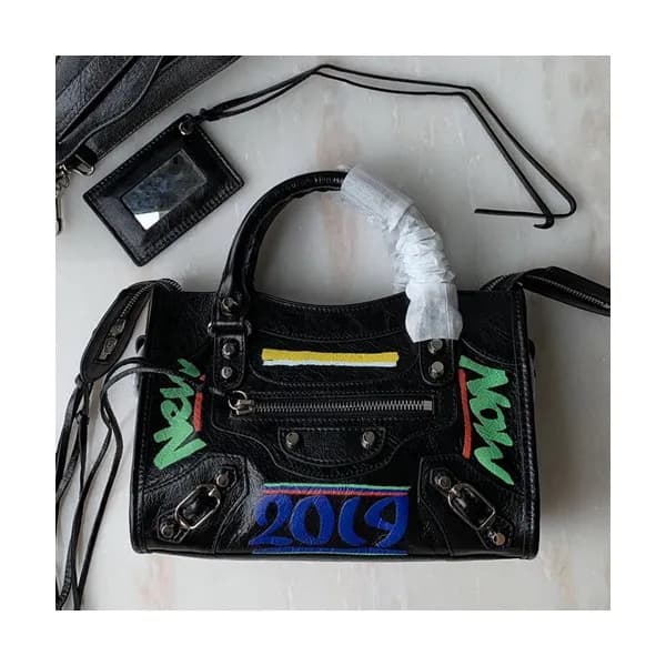 Balenciaga 2019 Graffiti Classic City Leather Smal… - 1