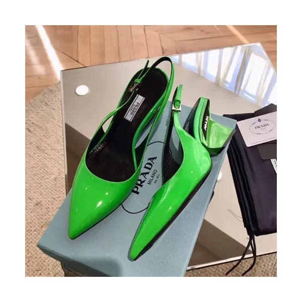 Prada 2019 Ladies Leather Middle Heel Slingback - … - 1