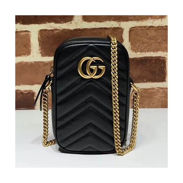 Gucci 2019 Marmont Leather Mini Chain Shoulder Bag… - 1