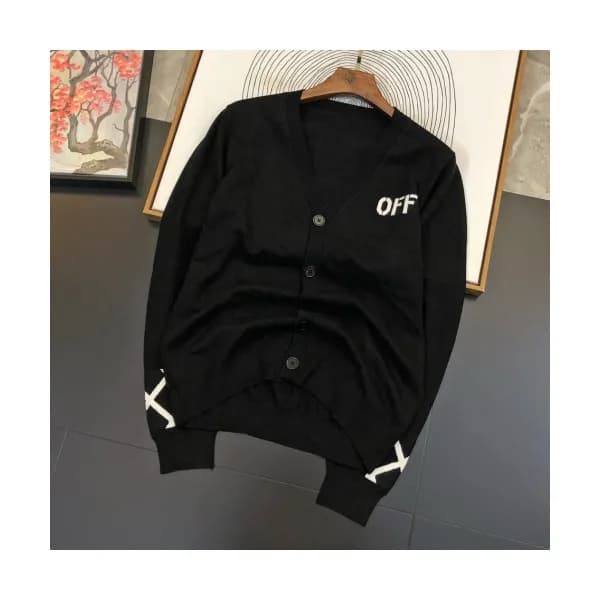Off-white 2019 Mens Logo V-neck Casual Cardigan - … - 1