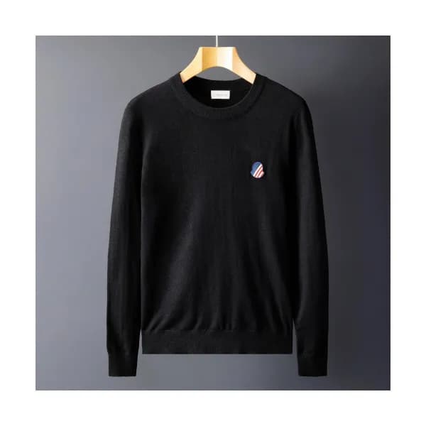 Moncler 2019 Mens Retro Logo Crew-neck Wool Sweate… - 1