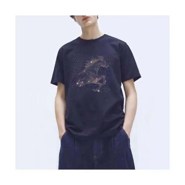 Hermes 2020 Mens Crew-neck Silket Short Sleeved Ts… - 1