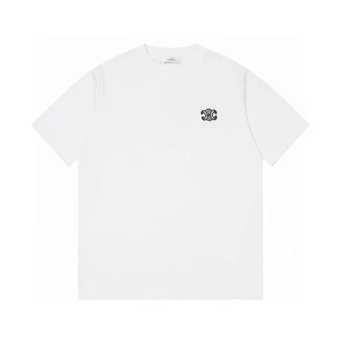 Celine 2024 Mens Hedi Slimane Logo Cotton Short Sl… - 1
