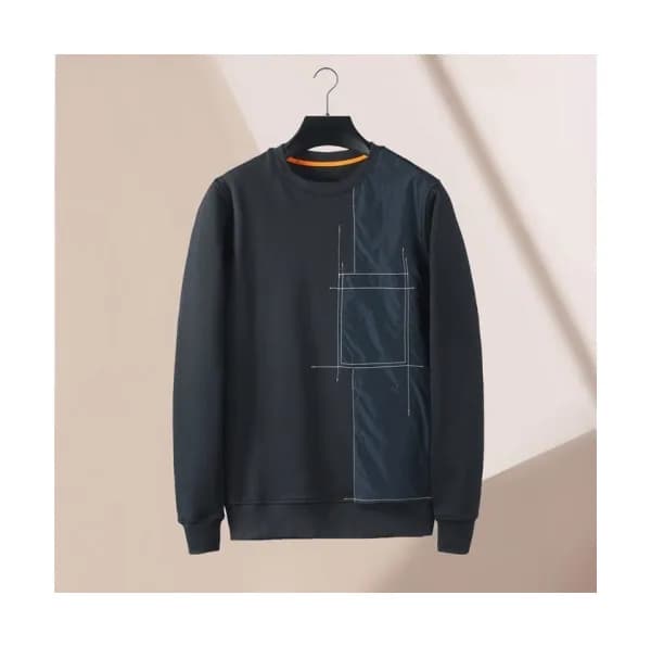 Hermes Mens Logo Casual Cotton Hoodie Navy - 에르메스… - 1