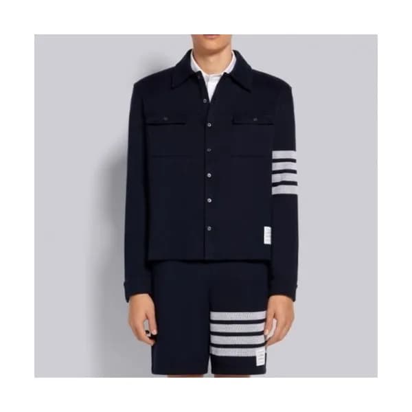 Thom Browne Mens Strap Crew-neck Cotton Tshirts N… - 1