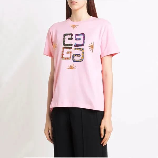 지방시 여성 크루넥 핑크 반팔티 - Womens Pink Tshirts - giv0613x - 1