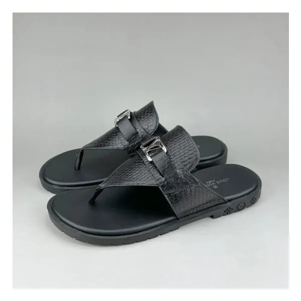 루이비통 남성 이니셜 블랙 슬리퍼 - Mens Black Slippers - lou0424… - 1