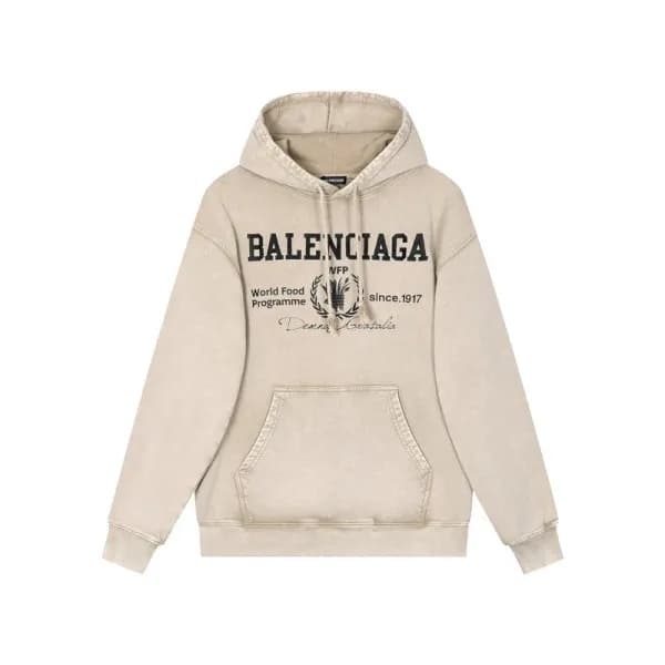 발렌시아가 남/녀 캐쥬얼 베이지 후드티 - Balenciaga Unisex Beige Ho… - 1