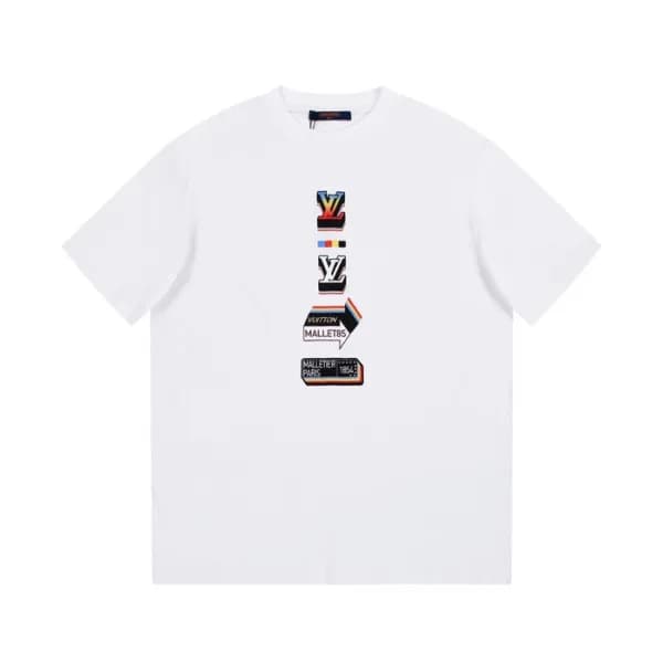 루이비통 남성 화이트 크루넥 반팔티 - Louis vuitton Mens White Tsh… - 1