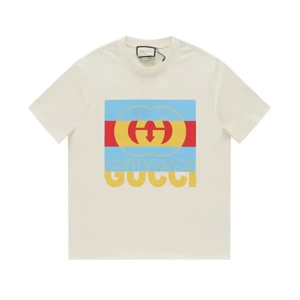 구찌 남/녀 아이보리 크루넥 반팔티 - Gucci Unisex Ivory Short sle… - 1