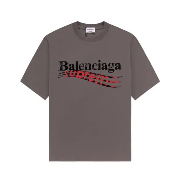 발렌시아가 남성 크루넥 그레이 반팔티 - Balenciaga Mens Gray Short … - 1