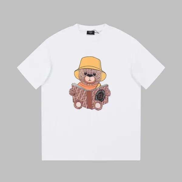 펜디 남성 화이트 크루넥 반팔티 - Fendi Mens White Short sleeved… - 1