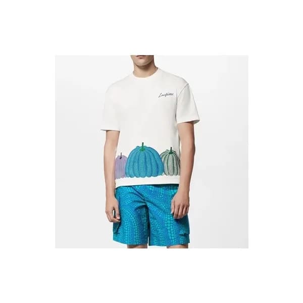루이비통 남성 화이트 크루넥 반팔티 - Louis vuitton Mens White Sho… - 1