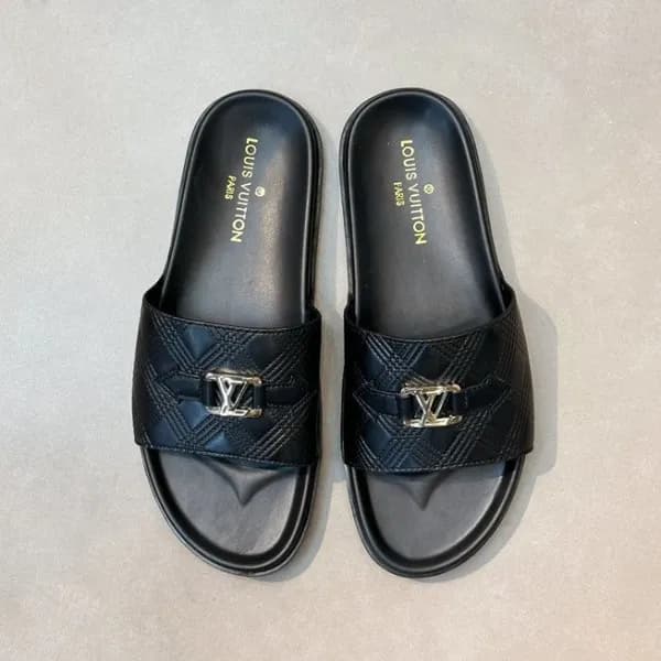 루이비통 남성 블랙 슬리퍼 - Louis vuitton Mens Black Slippers… - 1