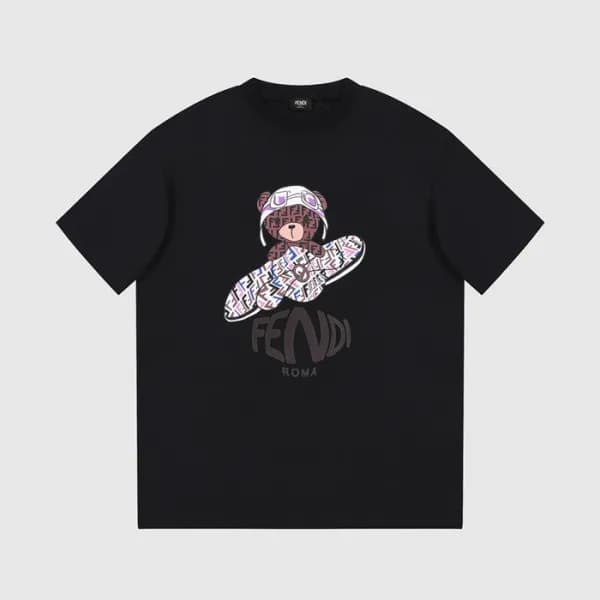 펜디 남성 블랙 크루넥 반팔티 - Fendi Mens Black Short sleeved … - 1