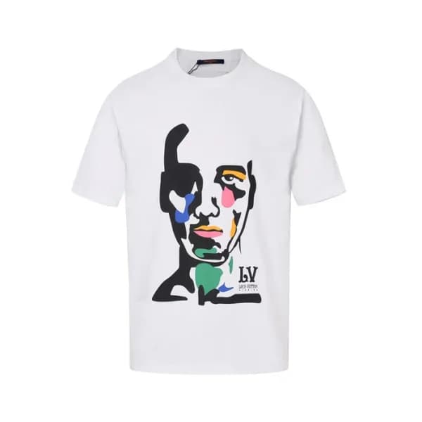 루이비통 남성 크루넥 화이트 반팔티 - Louis vuitton Mens White Sho… - 1