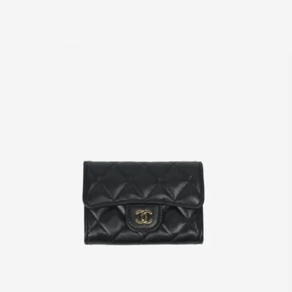 샤넬 여성 램스킨 플랩 카드 지갑 - Chanel Womens Black Card Case… - 1