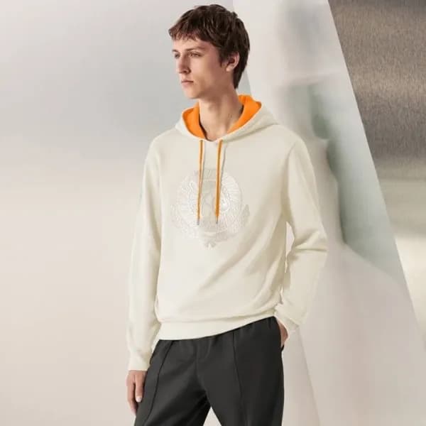 에르메스 남성 아이보리 후드티 - Hermes Mens Ivory Hoodie - he35… - 1