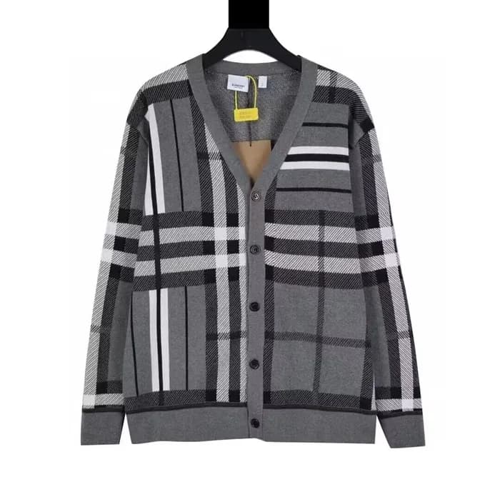 버버리 남성 그레이 브이넥 가디건 - Burberry Mens Gray Cardigan -… - 1