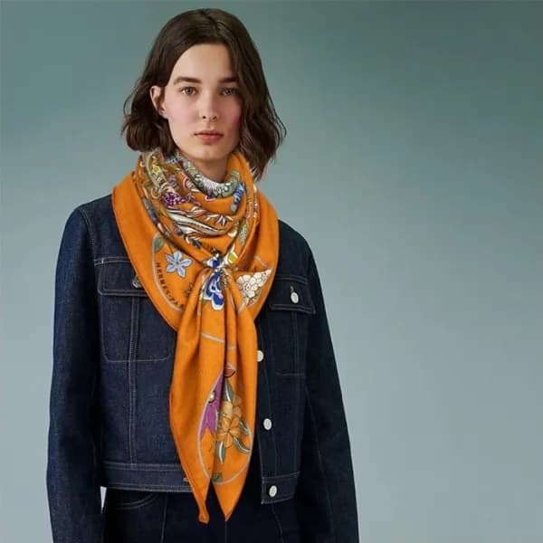에르메스 여성 오렌지 스카프 - Hermes Womens Orange Scarf - he5… - 1
