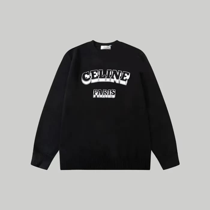 셀린느 남성 크루넥 블랙 니트 - Celine Mens Black Knits - ce284… - 1
