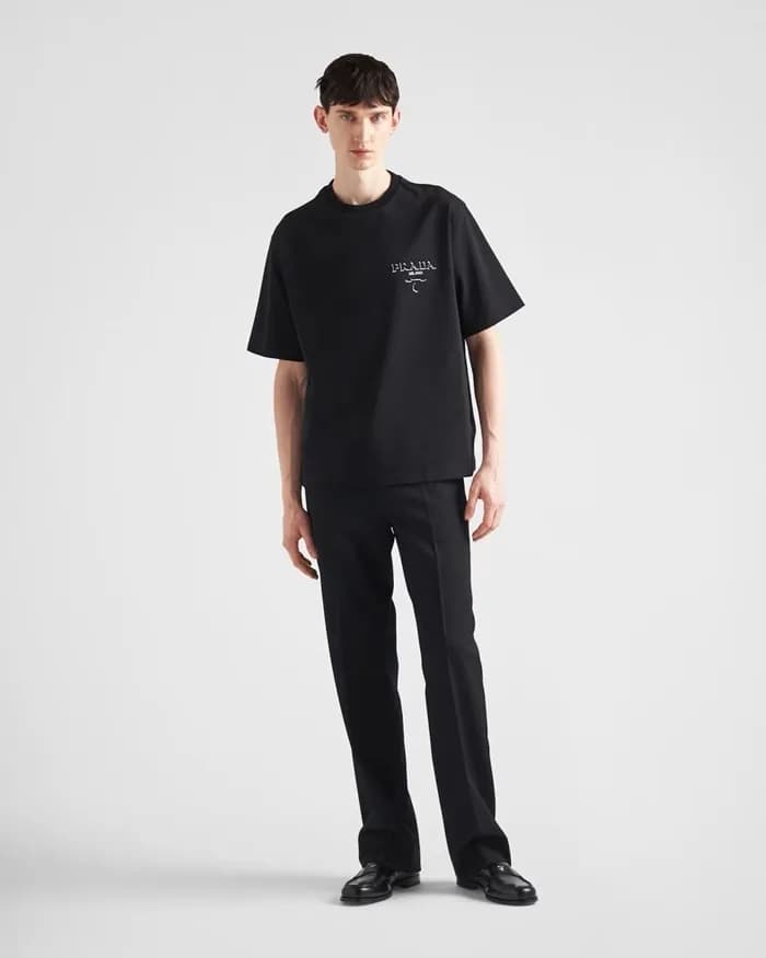 프라다 남성 크루넥 블랙 반팔티 - Prada Mens Black Tshirts - prc… - 1