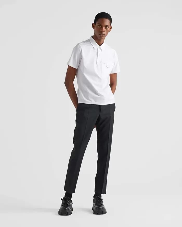 프라다 남성 화이트 폴로 반팔티 - Prada Mens White Polo Tshirts … - 1