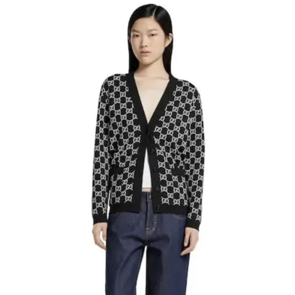 구찌 여성 양면 브이넥 가디건 - Gucci Womens V-neck Cardigan - … - 1