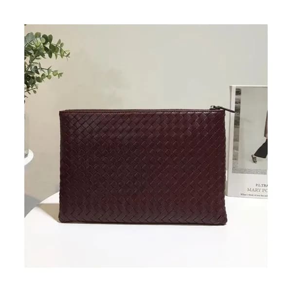 Bottega Veneta Leather Wine Clutch Bag,25/30cm - 보… - 1