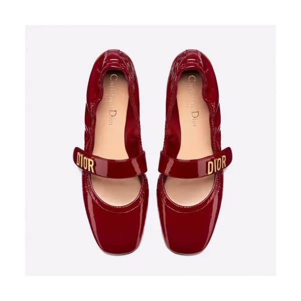 Miumiu 2019 Ladies Metal Logo Patent Ballet Shoes … - 1