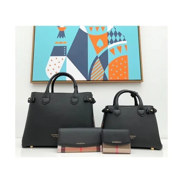Burberry 2019 Leather Banner Tote Shoulder Bag, 26… - 1