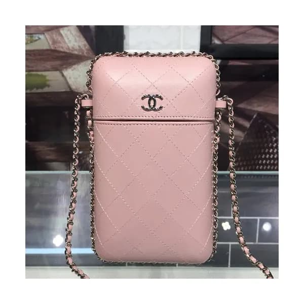 Chanel 2019 Leather Chain Shoulder Bag / Phone Bag… - 1